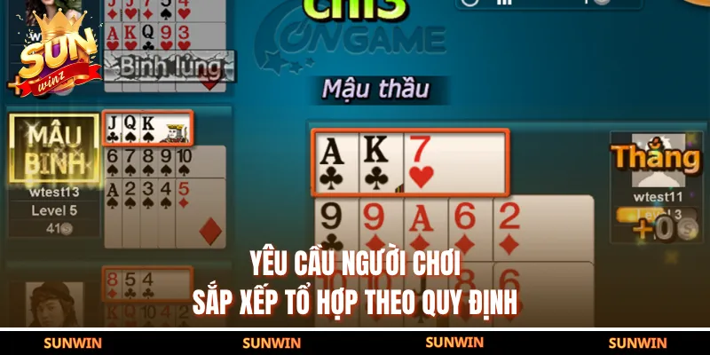 Yêu cầu người chơi sắp xếp tổ hợp theo quy định